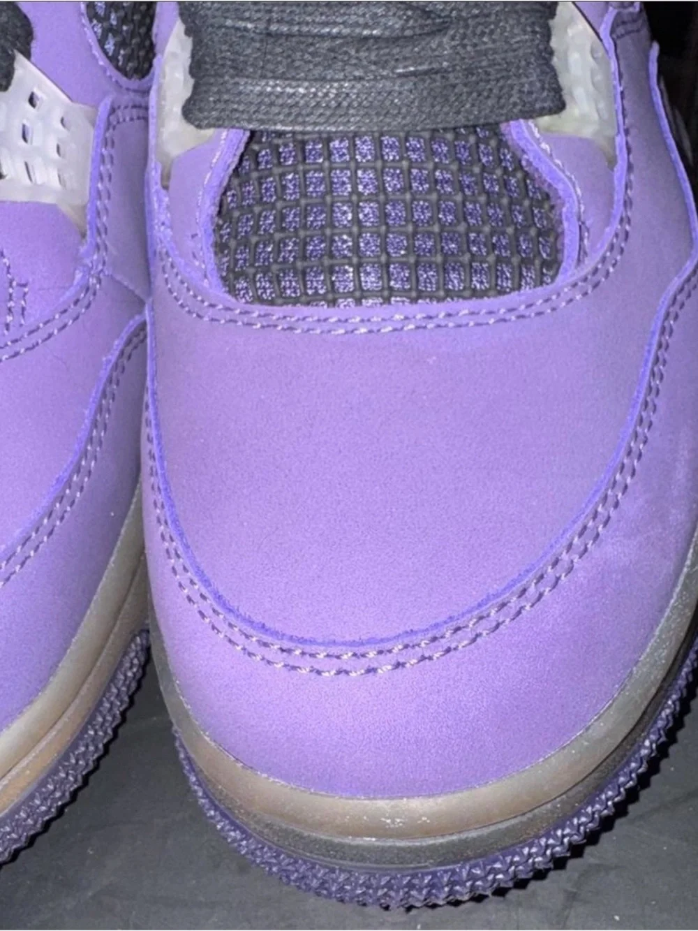 Jordan 4 Retro Men's Purple Suede Sneakers with Black Accents